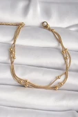 MuI MuI 316L Çelik Gold Renk Topçuk Zincir Model Kadın Bileklik - 1