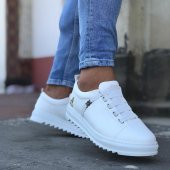ER0111 Lastikli Rahat Taban Beyaz Sneakers Erkek Spor Ayakkabı - 1