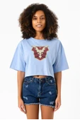Jupiters Legacy Utopian Chest Bebe Mavi Kadın Crop Tshirt thumbnail 1