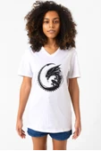 Allien Xenomorph Beyaz Kadın V yaka Tshirt - 1