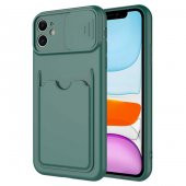 Apple iPhone 11 Kılıf ​Deri Görünümlü Kartlıklı Kamera Korumalı - 5