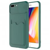 Apple iPhone 8 Plus Kılıf Deri Görünümlü Kartlıklı Kamera Korumalı - 5