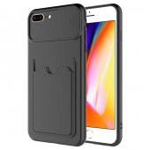 Apple iPhone 8 Plus Kılıf Deri Görünümlü Kartlıklı Kamera Korumalı - 8