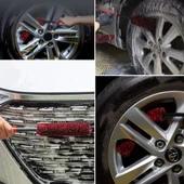 ZAYKA® 3lü Bükülebilen Peluş Detaylı Temizlik İçin Oto Jant, Egzos Temizleme Fırçası thumbnail 4