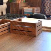 Woodsaka 3Line Kartvizit Kutusu - Ceviz - 9