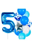 5 yaş koyu mavi folyo balon seti 100 cm - 1