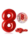 8 yaş kırmızı rakam folyo balon 100 cm - 1