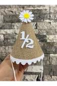 Hasır papatyalı 1/2 yarım yaş 6 months mini şapka - 1