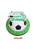 Siyah beyaz futbol taraftar happy birthday pasta üstü eva yazı - 1