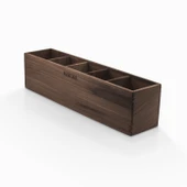 Woodsaka Reka 5 Bölümlü Ayarlanabilir Ahşap Kalemlik Organizer - Ceviz - 1
