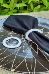 12 Adet Beyaz Gümüş Kenarlı Halka Peçete Yüzüğü thumbnail 1