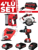 Germany Style Rodex 4 lü Usta Seti Matkap-Zımba-Çivi Tabancası-Daire Testere-Dekupaj Testere Akülü - 1