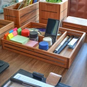 Woodsaka 3Line Sade Organizer ve Aksesuar Kutusu - Kiraz Ağacından - 6