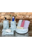 Çağdaş Mermer Dokulu Beton Banyo Aksesuar Seti (5 Parça) - 4