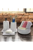 Çağdaş Mermer Dokulu Beton Banyo Aksesuar Seti (5 Parça) - 3