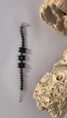 Mat Siyah Ve Parlak Siyah Renkli Yıldız Desenli Miyoki Boncuk Bileklik El Yapımı Hediyelik - 3
