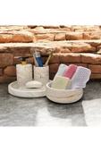 Doğal Mermer Yüzeyli Beton Banyo Aksesuar Seti (5 Parça) - 3