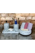 Doğal Mermer Renklerinde Beton Banyo Aksesuar Seti (5 Parça) - 4