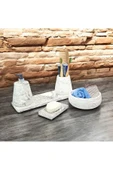 Doğal Görünümlü Mermer Esintili Beton Banyo Aksesuar Seti (5 Parça) - 1