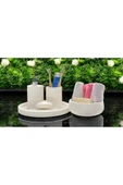 Doğal Mermer Yüzeyli Beton Banyo Aksesuar Seti (5 Parça) - 4