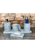 Çizgili Mermer Desenli Beton Banyo Aksesuar Seti (5 Parça) - 5