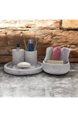 Doğal Mermer Yüzeyli Beton Banyo Aksesuar Seti (5 Parça) - 1