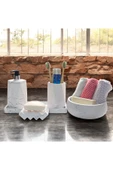 Doğal Mermer Tonlarında Beton Banyo Aksesuar Seti (5 Parça) - 1