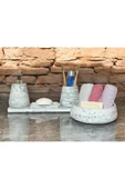 Doğal Görünümlü Mermer Esintili Beton Banyo Aksesuar Seti (5 Parça) - 5