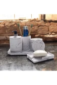 Elegan Mermer Desenli Beton Banyo Aksesuar Seti (5 Parça) - 4