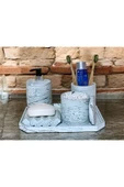 Klasik Mermer Dokulu Beton Banyo Aksesuar Seti (5 Parça) - 1