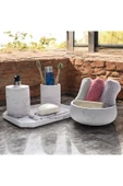 Geometrik Mermer Desenli Beton Banyo Aksesuar Seti (5 Parça) - 3