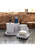 Klasik Mermer Dokulu Beton Banyo Aksesuar Seti (5 Parça) - 3