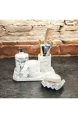 Klasik Mermer Dokulu Beton Banyo Aksesuar Seti (5 Parça) - 4
