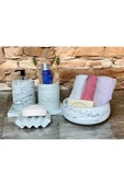 Göz Alıcı Mermer Dokulu Beton Banyo Aksesuar Seti (5 Parça) - 1
