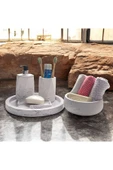 Estetik Mermer Dokusuyla Süslenmiş Beton Banyo Aksesuar Seti (5 Parça) - 1
