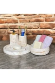 Estetik Mermer Dokusuyla Süslenmiş Beton Banyo Aksesuar Seti (5 Parça) - 5