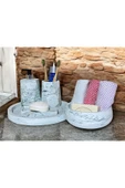 Estetik Mermer Dokusuyla Süslenmiş Beton Banyo Aksesuar Seti (5 Parça) - 3