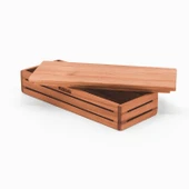 Woodsaka 3Line Yatay Kalemlik - Takı ve Araç & Gereç Saklama Kutusu - Kapaklı - Kiraz - 5