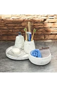 Lüks Mermer Desenli Beton Banyo Aksesuar Seti (5 Parça) - 1
