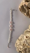 Beyaz Ve Toz Pembe Renkli Yıldız Desenli Miyoki Boncuk Bileklik El Yapımı Hediyelik - 8