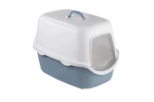 Stefanplast Cathy Kapalı Kedi Tuvaleti Beyaz/Mavi 56x40x40 Cm - 1