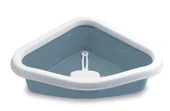 Stefanplast Sprint Corner Köşeli Açık Kedi Tuvaleti Beyaz/Mavi 56x40x14 Cm - 1