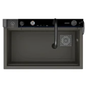 Real Stone Victoria Granit Akıllı Eviye Seti Gri 75.5X47 cm - 1