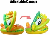 DİNOZOR ŞEKİLLİ BABY FLOAT  BEBEK YÜZME SİMİDİ GÜNEŞLİKLİ KAPANIR AÇILIR DİNO YEŞİL - 4