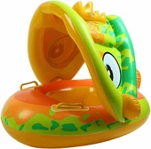 DİNOZOR ŞEKİLLİ BABY FLOAT  BEBEK YÜZME SİMİDİ GÜNEŞLİKLİ KAPANIR AÇILIR DİNO YEŞİL - 1