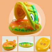 DİNOZOR ŞEKİLLİ BABY FLOAT  BEBEK YÜZME SİMİDİ GÜNEŞLİKLİ KAPANIR AÇILIR DİNO YEŞİL - 3
