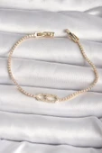 Pirinç Gold Renk Zirkon Taşlı Messika Model Kadın Bileklik - EBJ250118W30695 - 1