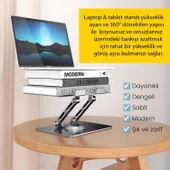 Upway 360 Derece Dönebilen Yükseklik Ayarlı Studio Style Alüminyum Laptop ve Tablet Standı - 4