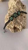 Su Yeşili Ve Siyah Renkli Yıldız Desenli Miyoki Boncuk Bileklik El Yapımı Hediyelik - 8