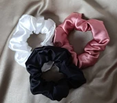 Saten Lastik Toka Hand Made Renkli 3'lü Toka Seti siyah-pudra-beyaz - 1